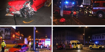Velká dopravní nehoda, jedno z vozidel skončilo v kolejišti