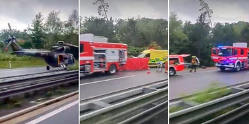 Vážná nehoda uzavřela provoz na D5, na místě přistával i vrtulník LZS