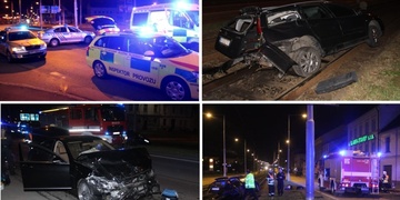 Vážná dopravní nehoda, náraz vymrštil auto až do kolejiště - , 