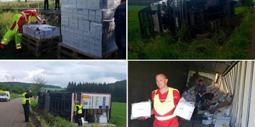 Polský kamion s německým návěsem, ukrajinským řidičem, vezoucí anglický Gin uzavřel českou silnici