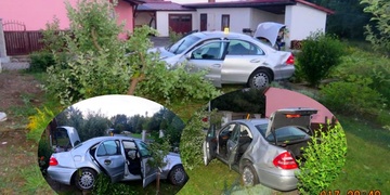 Opilec "přistál" s mercedesem na zahradě