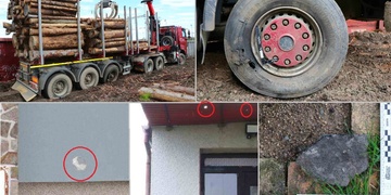 Po střetu s trakčním vedením náklaďáku explodovalo pět pneumatik