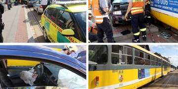 Vážná dopravní nehoda vozu s tramvají – , , 