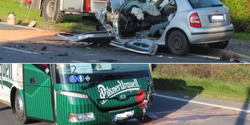Střet auta s autobusem - na místě několik zraněných