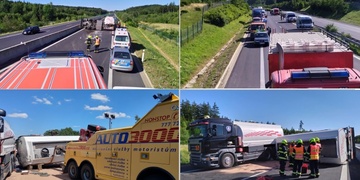 Na D6 se převrátila cisterna s naftou