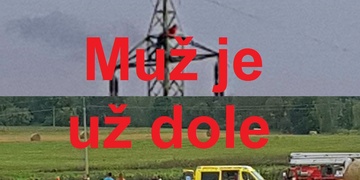 Sebevrah na stožáru vysokého napětí vyhrožuje skokem